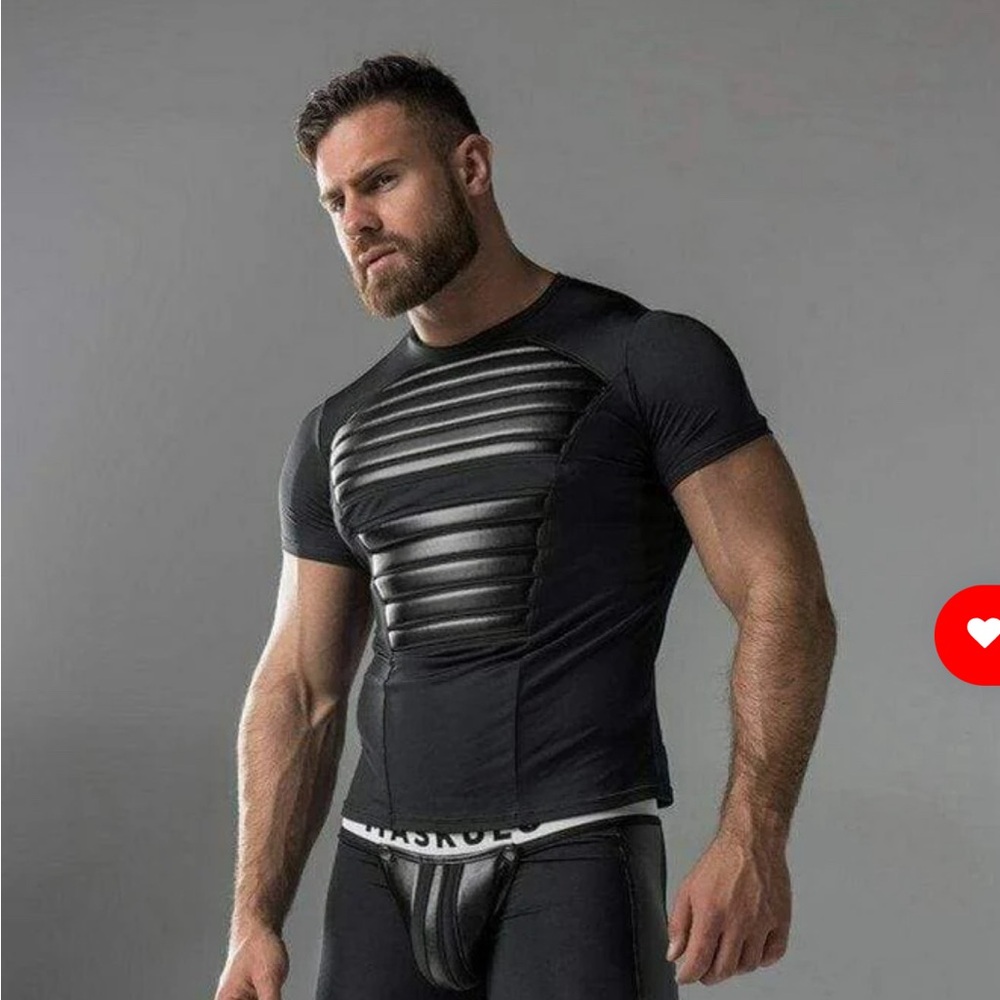 MASKULO T-SHIRT ARMORED SPANDEX WITH FRONT PADS TP11-90- Large